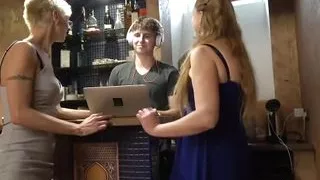 3 cougars 1 young cock at GrandMams