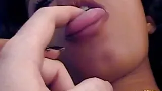 A tiny dick loser enjoys a POV-style blwojob from his horny girl friend