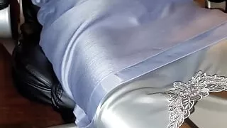 Liquid satin slip underneath my skirt