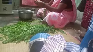 Home working aunty boobs pressing