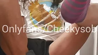 My sneakers were laced up super tight all day and I finally get to sniff,lick and suck on them.