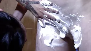 Pussy trim and shower shave for hot MILF