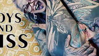 Inked babe Anuskatzz fucks both of her tight holes