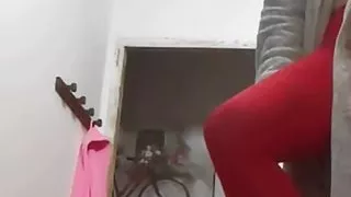 Big Bulge In Red Pantyhose