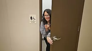 leading stepbrother to public bathroom for some quick fun