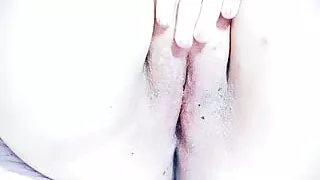 Moaning loudly as I masturbate my pretty pink pussy in a public men's bathroom waiting for someone to come in and fuck me