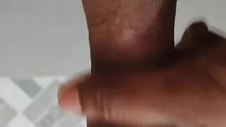 Indian man solo handjob in bathroom