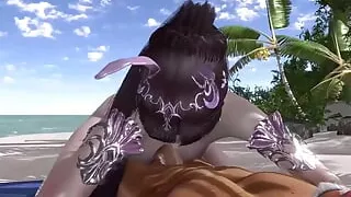 3D Sexy Cosplay Asian Model Cheating with Big Dick on the Beach