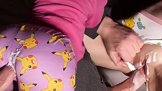 Stepbro rubs my ass innocently and cock slipped in... Kinky rubbing and Creamy Fuck