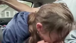 Street Whore Gives Road Head. This Slut Polishes My Knob While Driving