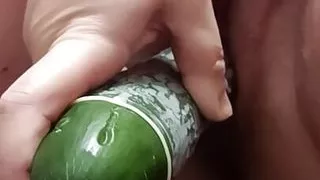Masturbation alone with a cucumber and masturbation alone at night