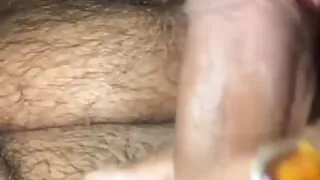 Hairy mature boy out white mayonnaise im hand