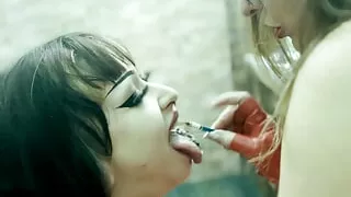 Burning her tits and nipple Lezdom - Extreme Lesbian Domination Cruelty - Lesbian ashtray - Burning chest