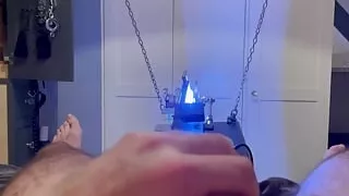 Ball gagged whilst fucked from behind by fucking machine