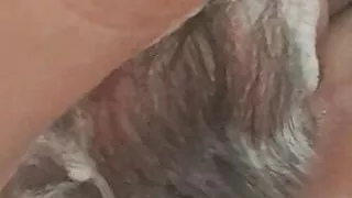 Mature milf washing her hairy pussy