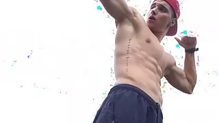 Sexy muscle twink boy Jared Shaw flexing