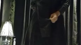 A cross-dressing boy changes clothes and masturbates