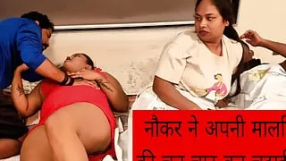 Servant and mistress fall in love and fucked hard in bedroom and lick his pussy