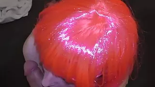 Sexy Miss Pink Kneels Down For A Cock Sucking Session