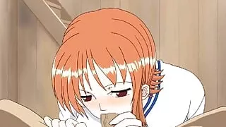 One Piece - Nami Blowjob and Facial Cumshot - Hentai POV P56