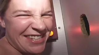 Horny Cock Suck Blonde Eats Sperm Glory Hole Whore Happy Black Cock!