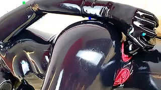 ANAL-ONLY in latex catsuit with built-in vaginal and anal condoms - OnlyFans teaser