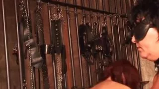 Tied and masked German slut spanked hard and fuck from behind