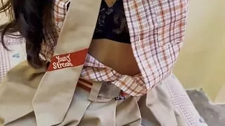 Come from the hot desi girlfriends school of Indian village and sucked my cock and gave my chests in my mouth