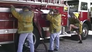 These super sexy firefighters had incredible sex next to their fire truck after cleaning it