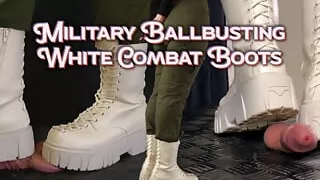 Military Girl Ballbusting You in White Dirty Combat Boots