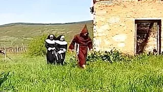 Two nuns love to fuck in threesome outdoor