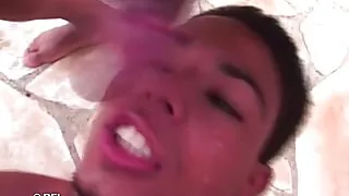 Red head pounded out by boyfriend and bi guy creating amazing sex