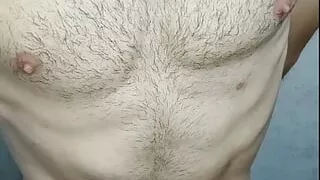 Cute amateur boy with athletic body and hairy chest