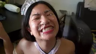 Asian Maid Have To Suck House Owner !