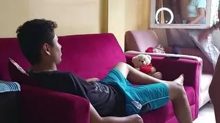 my cuckold's stepbrother asked for my nail and spa services and we ended fucking in the living room