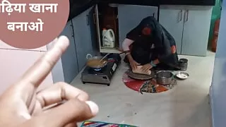 Indian Desi Wife & Chor with cooking By - Snapchat143
