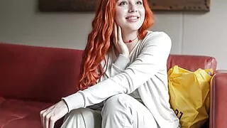 Redhead aces job interview after having rough sex with the casting agent