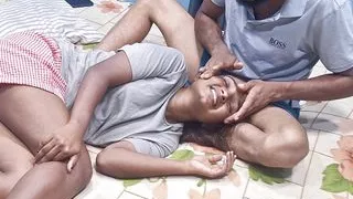 Real Indian Stepsister helps stepbrother cum quickly in her panties while parents wait outside