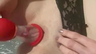 My Big Pussy Lips Being Pumped Up With My Clit Licking Toy