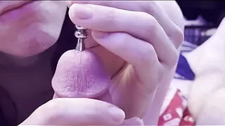 sounding pre cum drip-age down big thick white cock