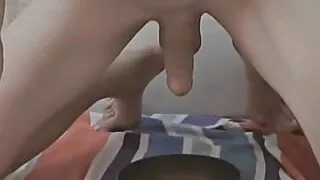 Sissy Slut Emma Leaking Cum From Large Glass Dildo