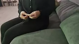 Milf in doggy style gets her pussy fucked in leather lingerie and cum on her ass