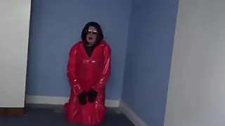 Pvc Raincoat, Leather Dress Boots and Gloves