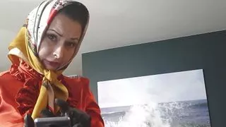 A Lady in Stockings and Silky Headscarf