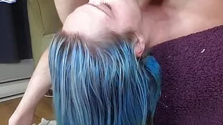 Regular Sloppy Throatfuck Upside Down, Cum in Mouth Pushed in Throat
