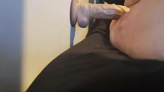 wet pussy meets the wall dildo