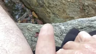 Пives helping hand job. Jerk and cum outside