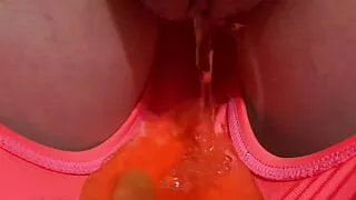 She fills her bikini bottom with a good golden shower