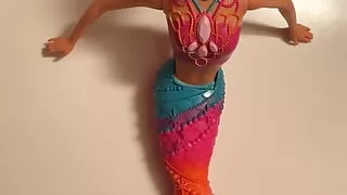 Horny Monica (Barbie Rainbow Fashion Mermaid) getting a huge load of cum!