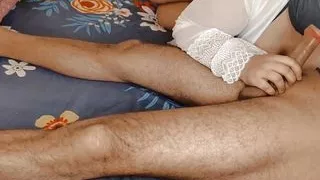 Sucking and licking A prostitute tenderly sucks her lover's penis, hot Arab sex